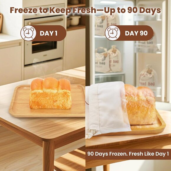 2 Cotton Bread Bags & Sourdough Bags with TPU Lining, 2 Proofing Bowl Covers-BN - Picture 3 of 7